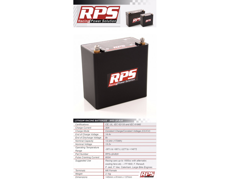 RPS Battery - Lightweight Lithium ION Technology - LB20