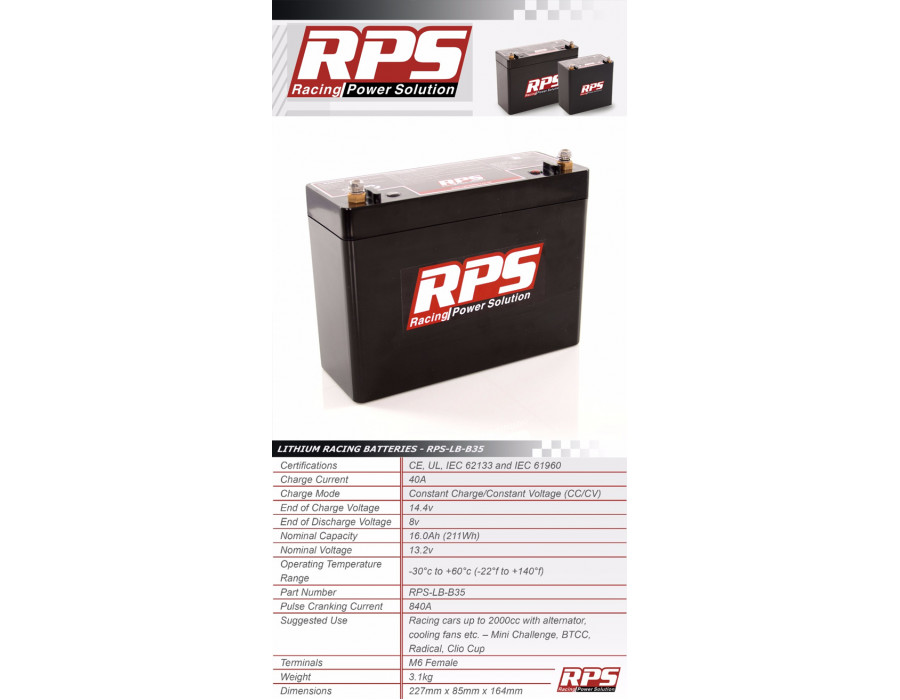 RPS Battery - Lightweight Lithium - Ion Technology - LB35