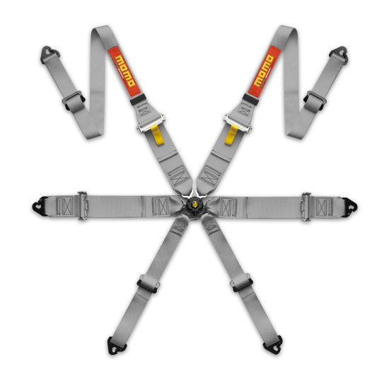 MOMO Pro Driver Racing Harnesses - 6 Point - Grey