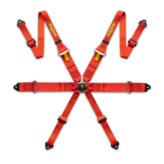 MOMO Pro Driver Racing Harnesses - 6 Point - Red