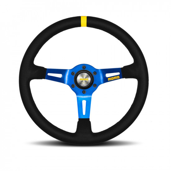 MOMO MOD.08 Steering Wheel - Suede, Blue Spoke