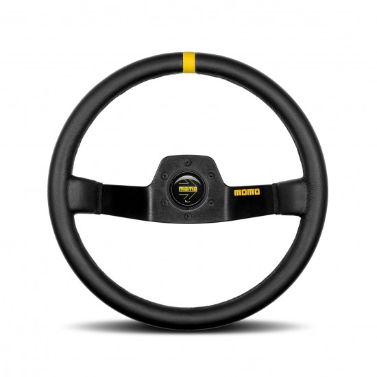 MOMO MOD.02 Steering Wheel - Leather, Black Spoke