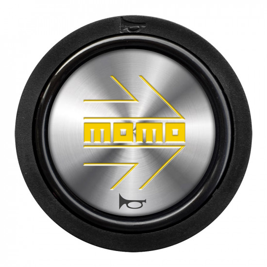 MOMO Horn Button 2 Contact - Yellow Arrow Chrome