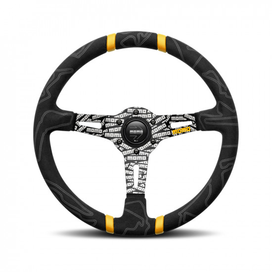 MOMO Ultra Black Steering Wheel - Yellow Insert