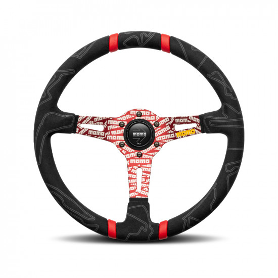 MOMO Ultra Black Steering Wheel - Red Insert